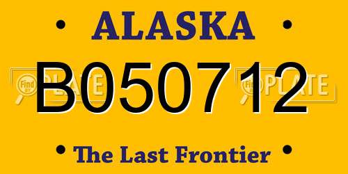 B050712 Alaska License Plate