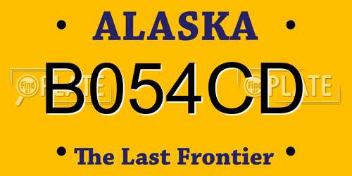 B054CD Alaska License Plate