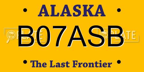 B07ASB Alaska License Plate