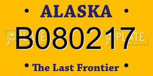B080217 Alaska License Plate