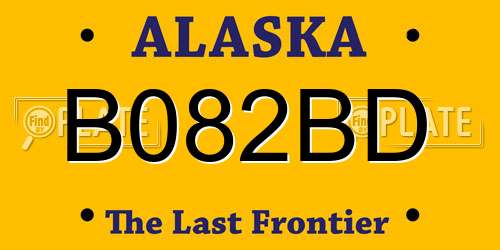 B082BD Alaska License Plate