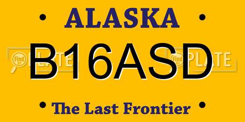 B16ASD Alaska License Plate