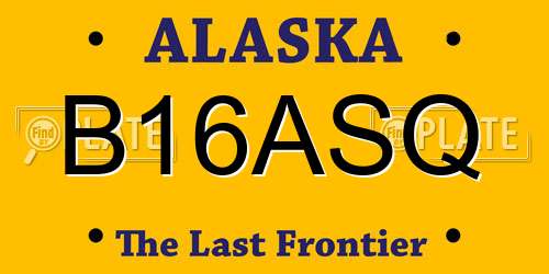 B16ASQ Alaska License Plate