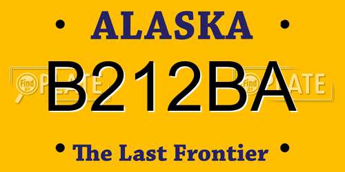 B212BA Alaska License Plate