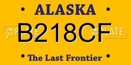 B218CF Alaska License Plate