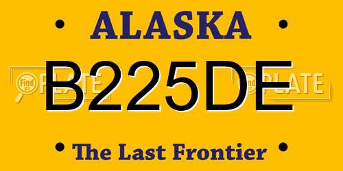 B225DE Alaska License Plate