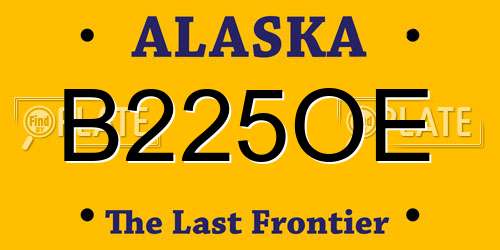B225OE Alaska License Plate