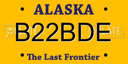B22BDE Alaska License Plate