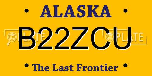 B22ZCU Alaska License Plate