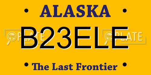 B23ELE Alaska License Plate
