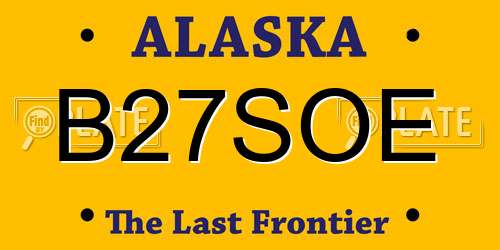 B27SOE Alaska License Plate