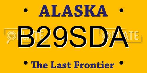 B29SDA Alaska License Plate