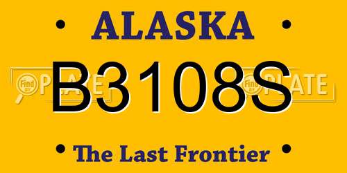 B3108S Alaska License Plate