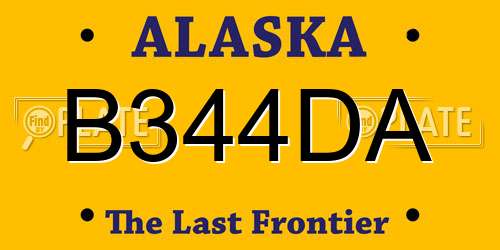 B344DA Alaska License Plate