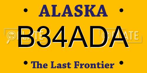 B34ADA Alaska License Plate