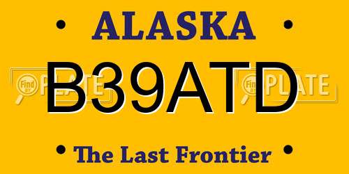 B39ATD Alaska License Plate