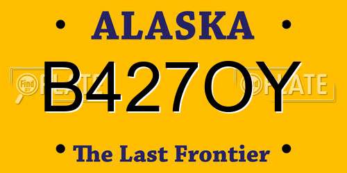 B427OY Alaska License Plate