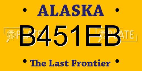 B451EB Alaska License Plate