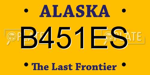 B451ES Alaska License Plate