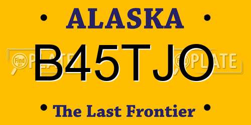 B45TJO Alaska License Plate
