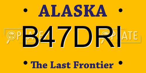 B47DRI Alaska License Plate
