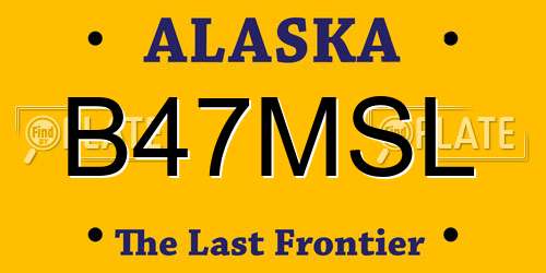 B47MSL Alaska License Plate