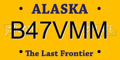 B47VMM Alaska License Plate