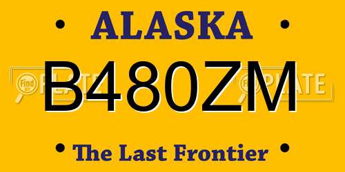 B480ZM Alaska License Plate