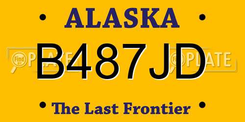 B487JD Alaska License Plate