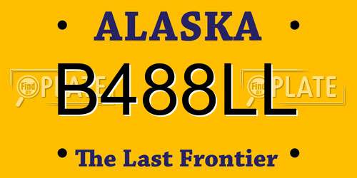 B488LL Alaska License Plate