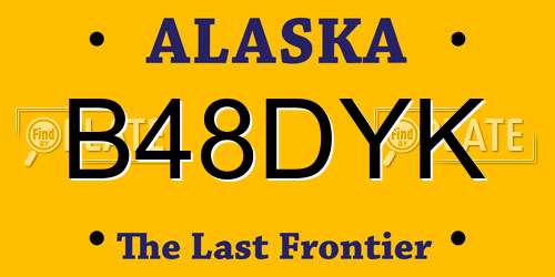 B48DYK Alaska License Plate