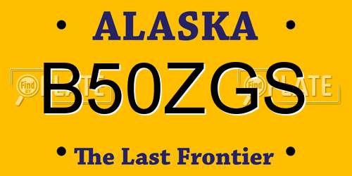 B50ZGS Alaska License Plate
