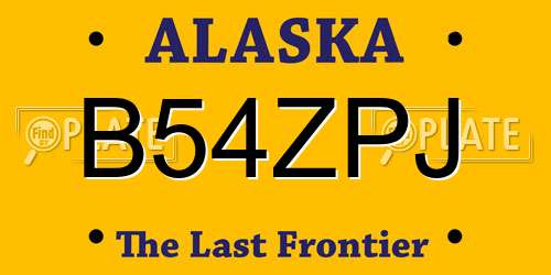 B54ZPJ Alaska License Plate