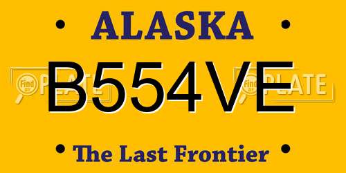B554VE Alaska License Plate