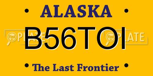 B56TOI Alaska License Plate