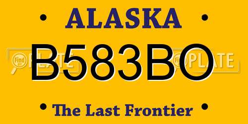 B583BO Alaska License Plate