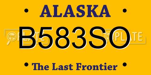 B583SO Alaska License Plate