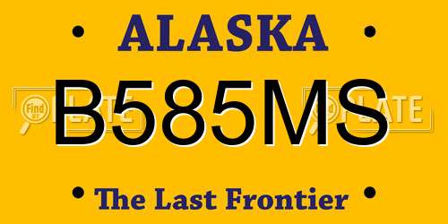 B585MS Alaska License Plate