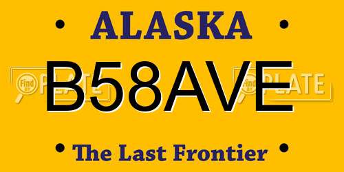 B58AVE Alaska License Plate