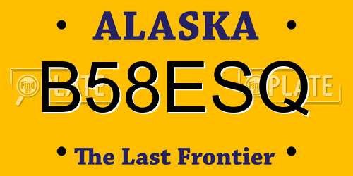 B58ESQ Alaska License Plate
