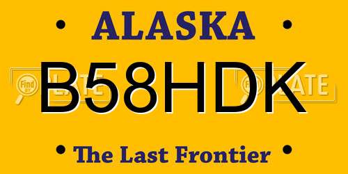 B58HDK Alaska License Plate