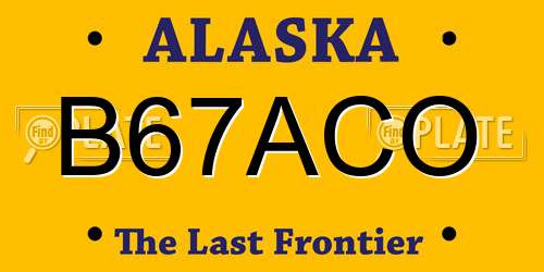 B67ACO Alaska License Plate