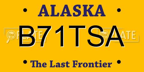 B71TSA Alaska License Plate