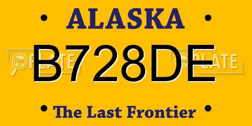 B728DE Alaska License Plate