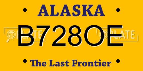 B728OE Alaska License Plate