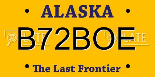 B72BOE Alaska License Plate