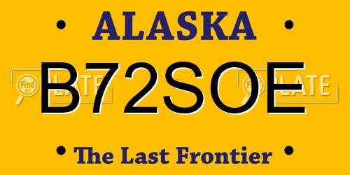 B72SOE Alaska License Plate