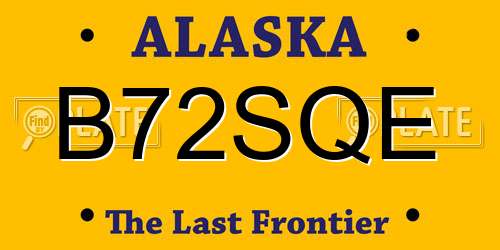 B72SQE Alaska License Plate