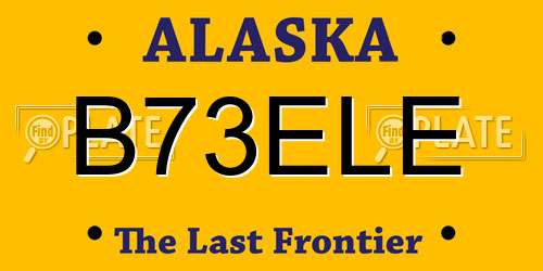 B73ELE Alaska License Plate