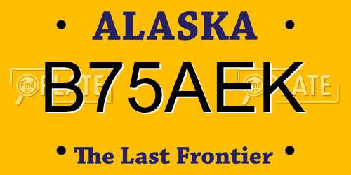 B75AEK Alaska License Plate
